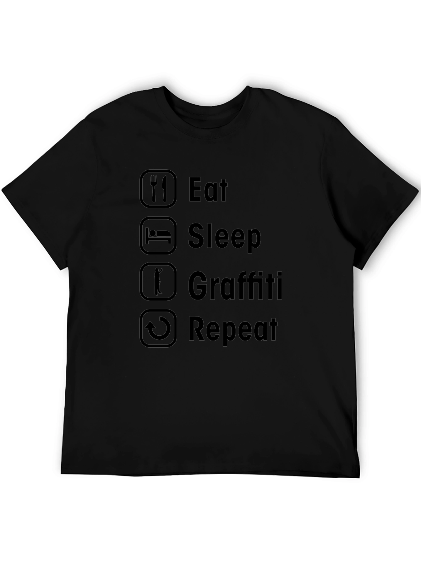 Eat Sleep Graffiti Repeat Black T-Shirt