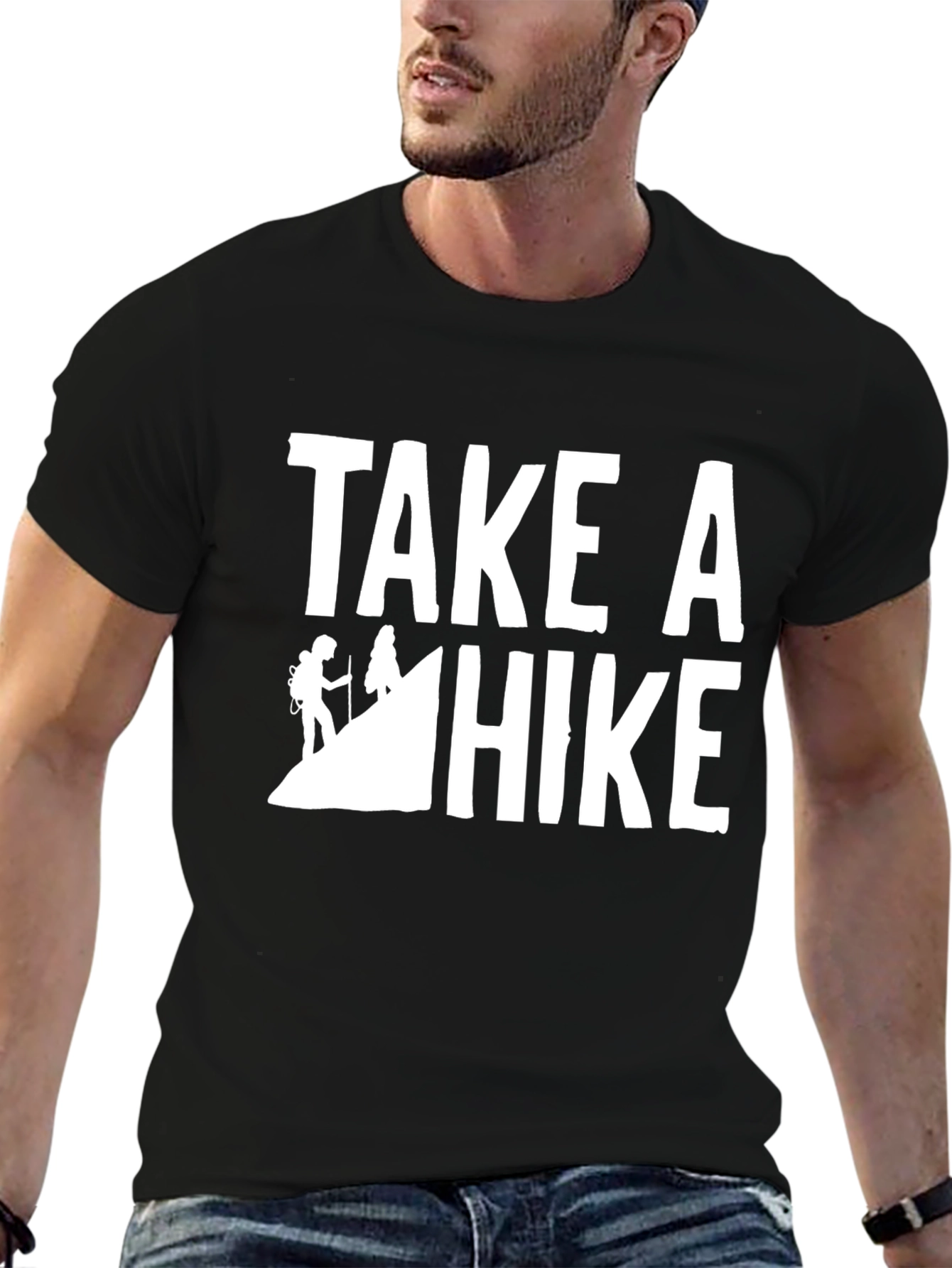 Take a Hike Graphic Tee - Black Cotton T-Shirt