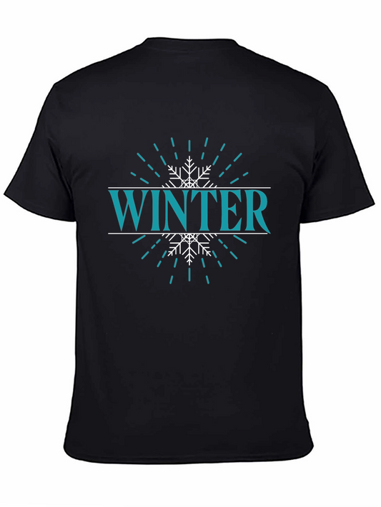 Winter Snowflake Graphic Tee - Stylish Black T-Shirt