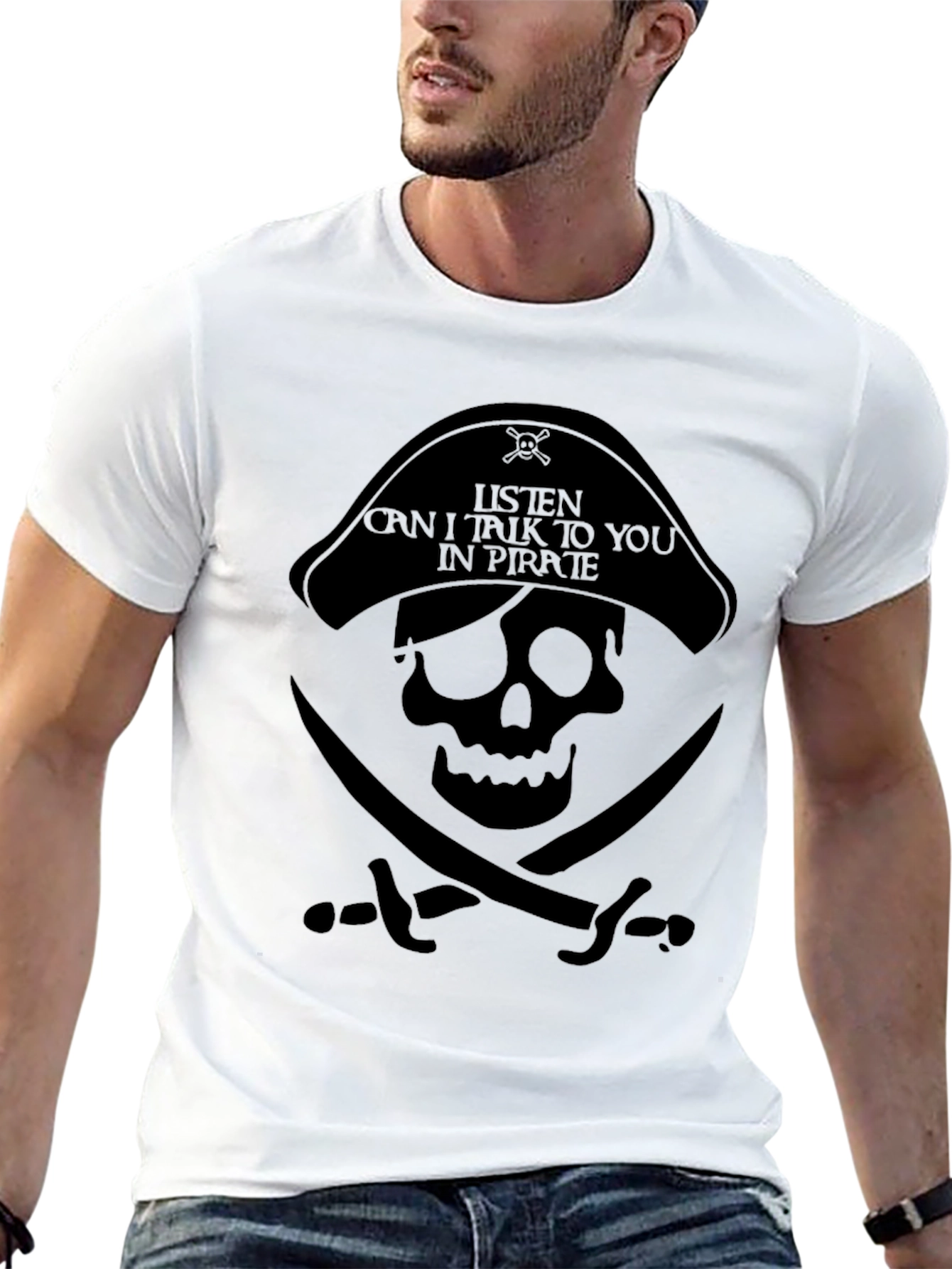 Pirate Skull Graphic T-Shirt - Black