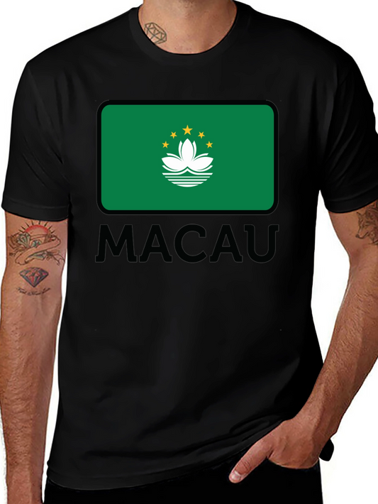 Macau Flag T-Shirt - Black Cotton Tee