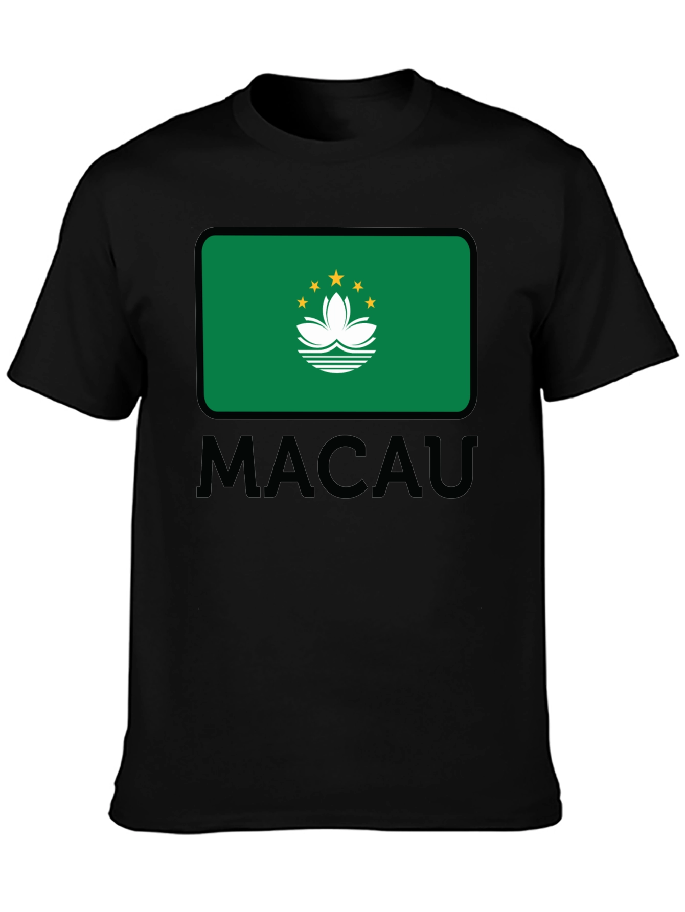 Macau Flag T-Shirt - Black Cotton Tee
