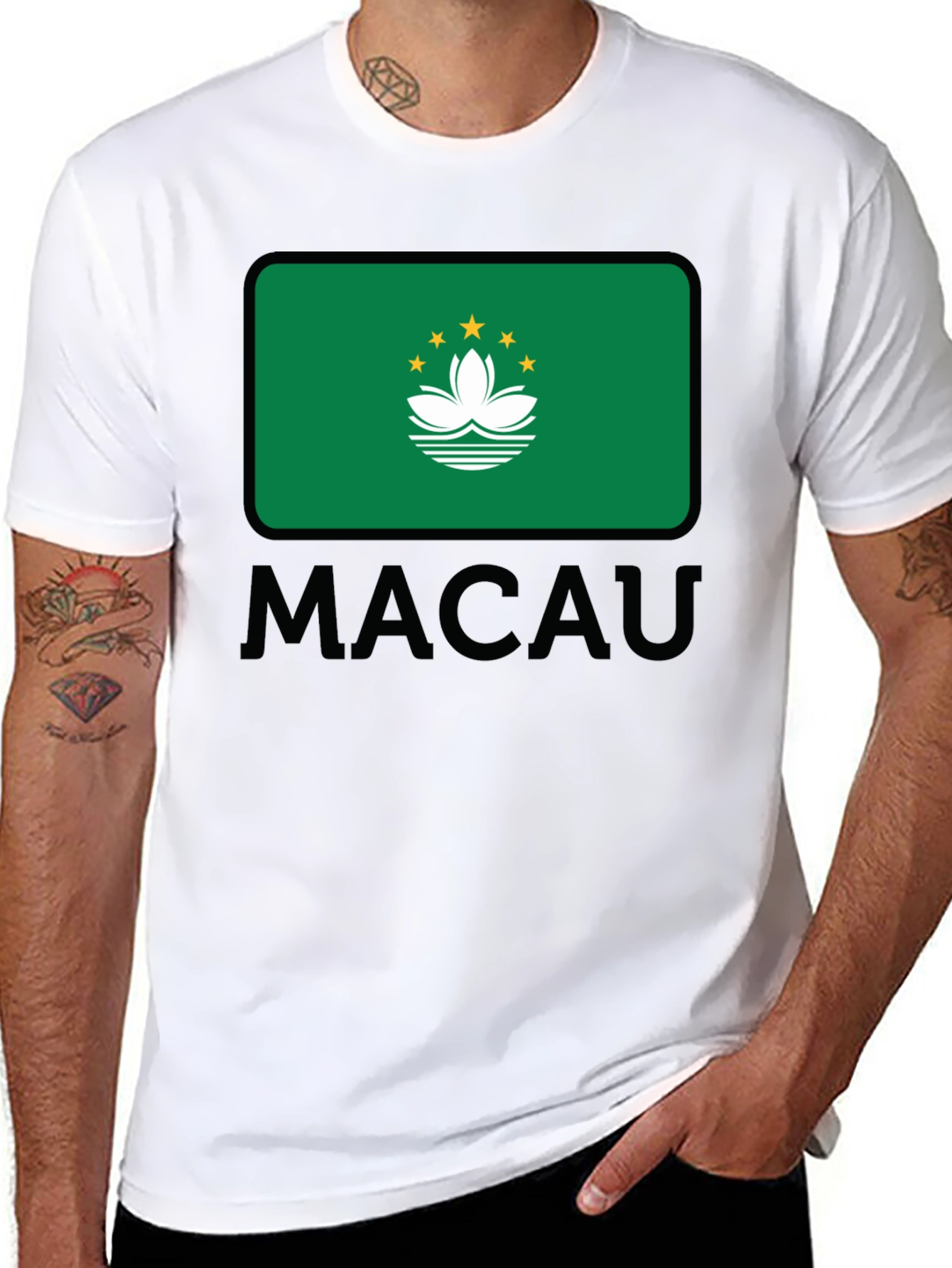 Macau Flag T-Shirt - Black Cotton Tee