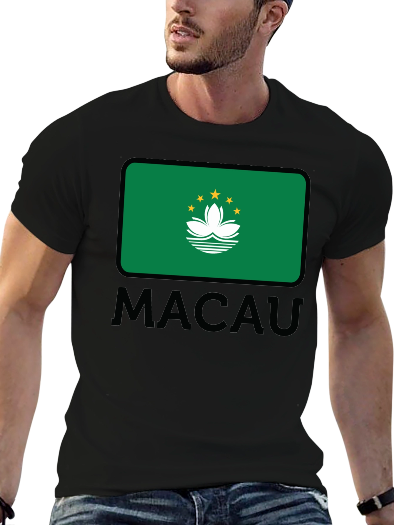 Macau Flag T-Shirt - Black Cotton Tee
