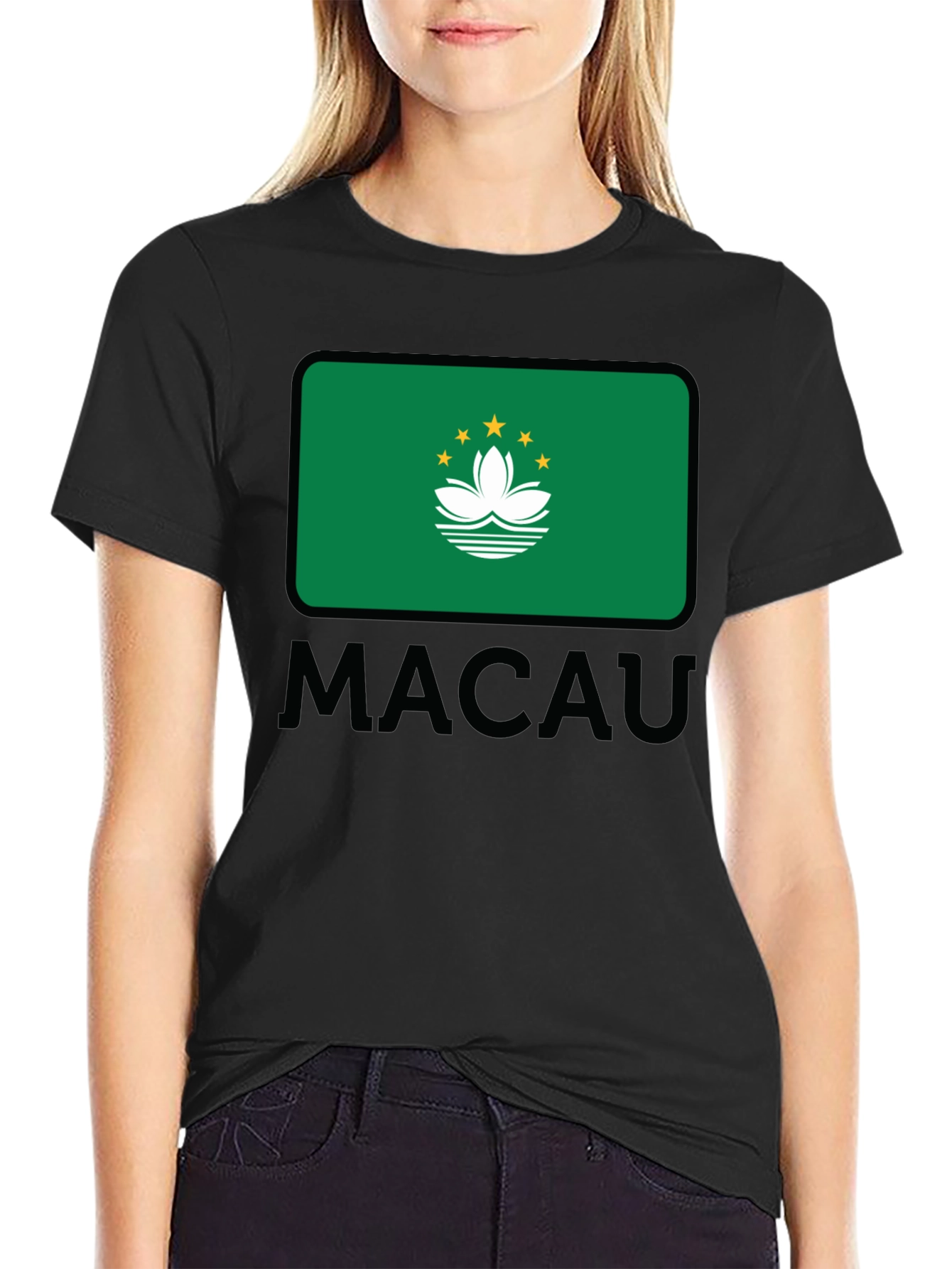 Macau Flag T-Shirt - Black Cotton Tee