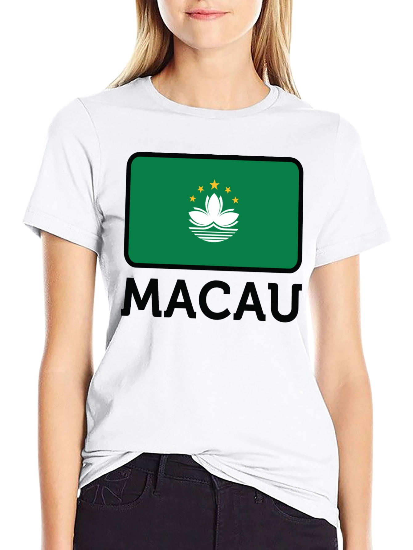 Macau Flag T-Shirt - Black Cotton Tee