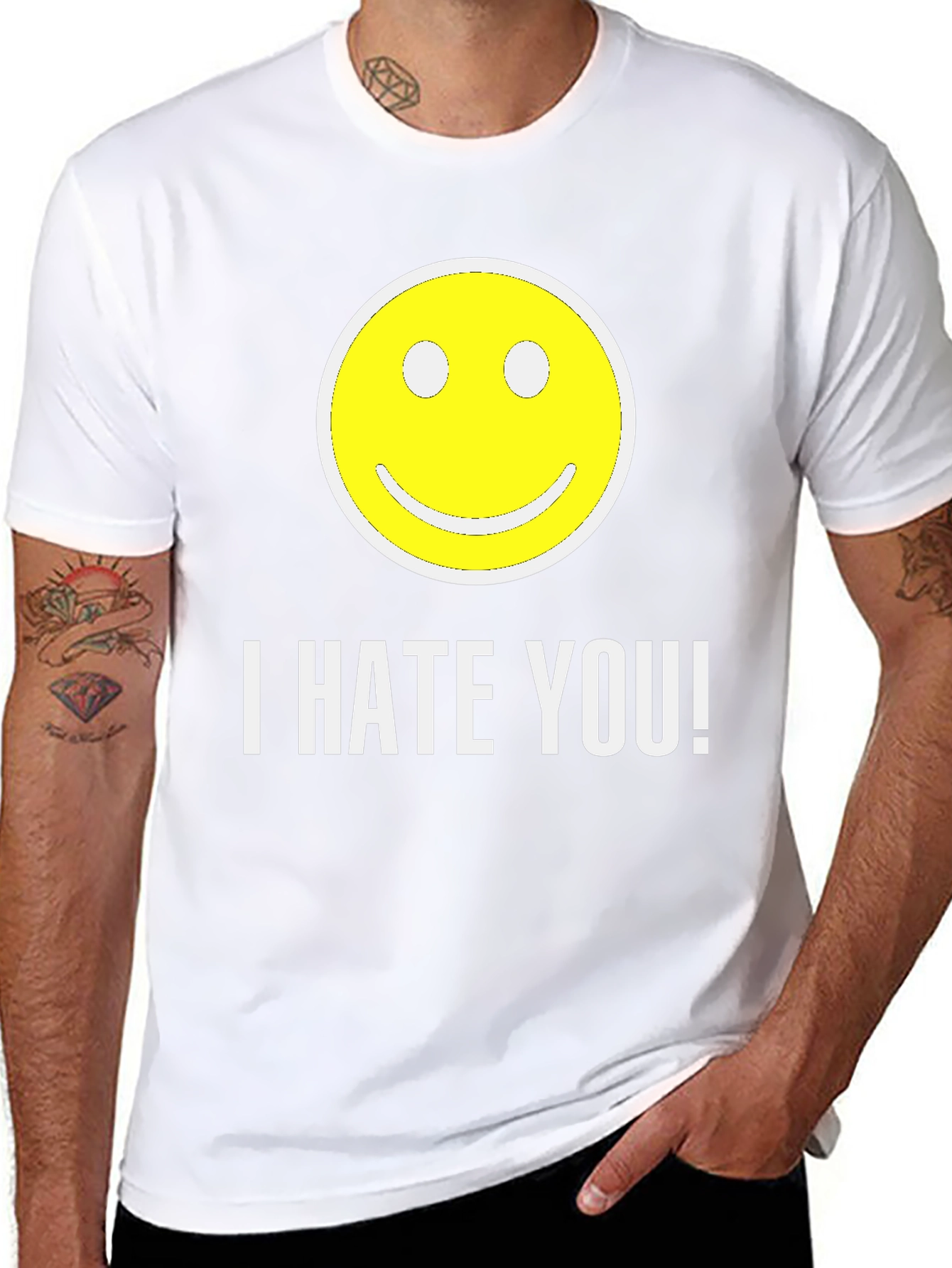 I HATE YOU! Smiley Face Graphic T-Shirt