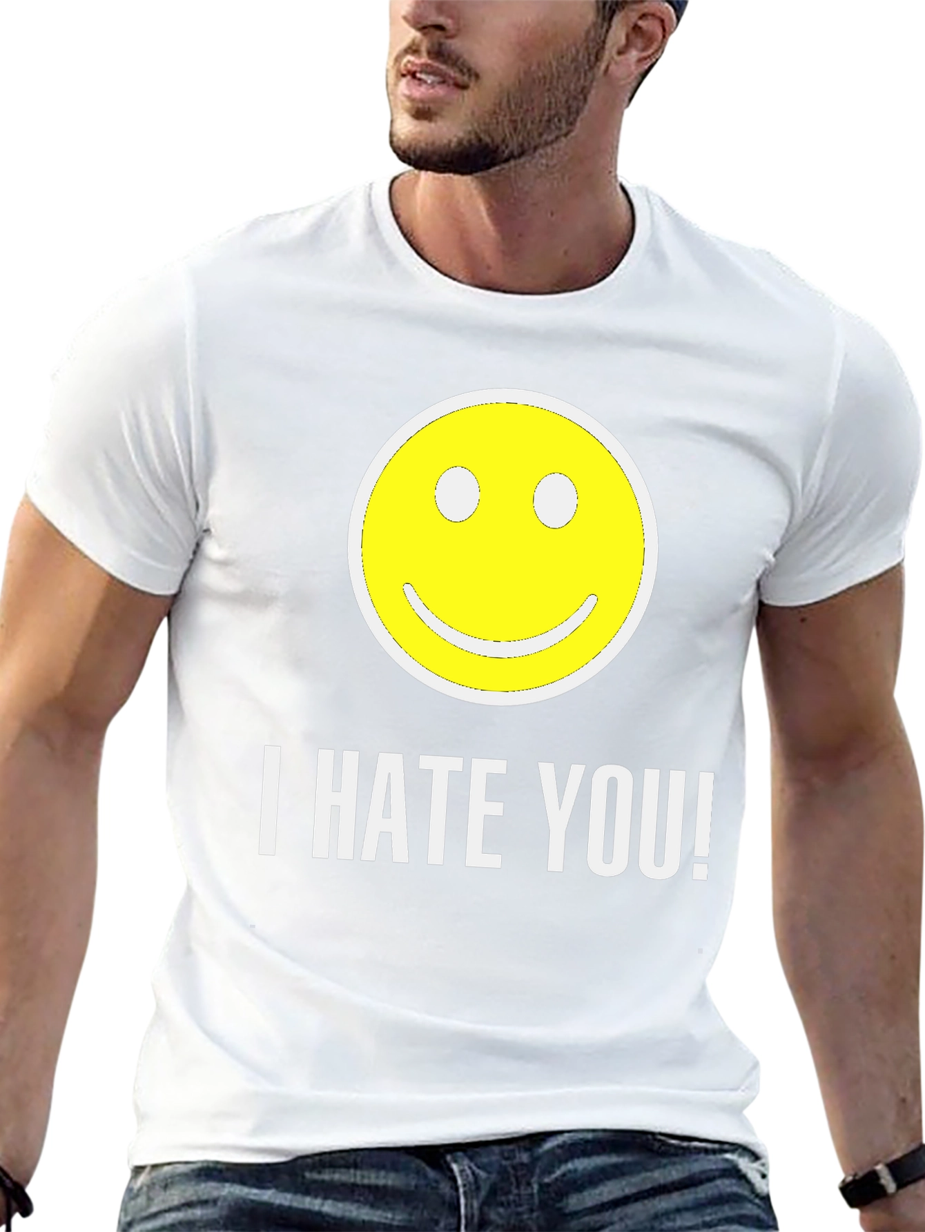 I HATE YOU! Smiley Face Graphic T-Shirt