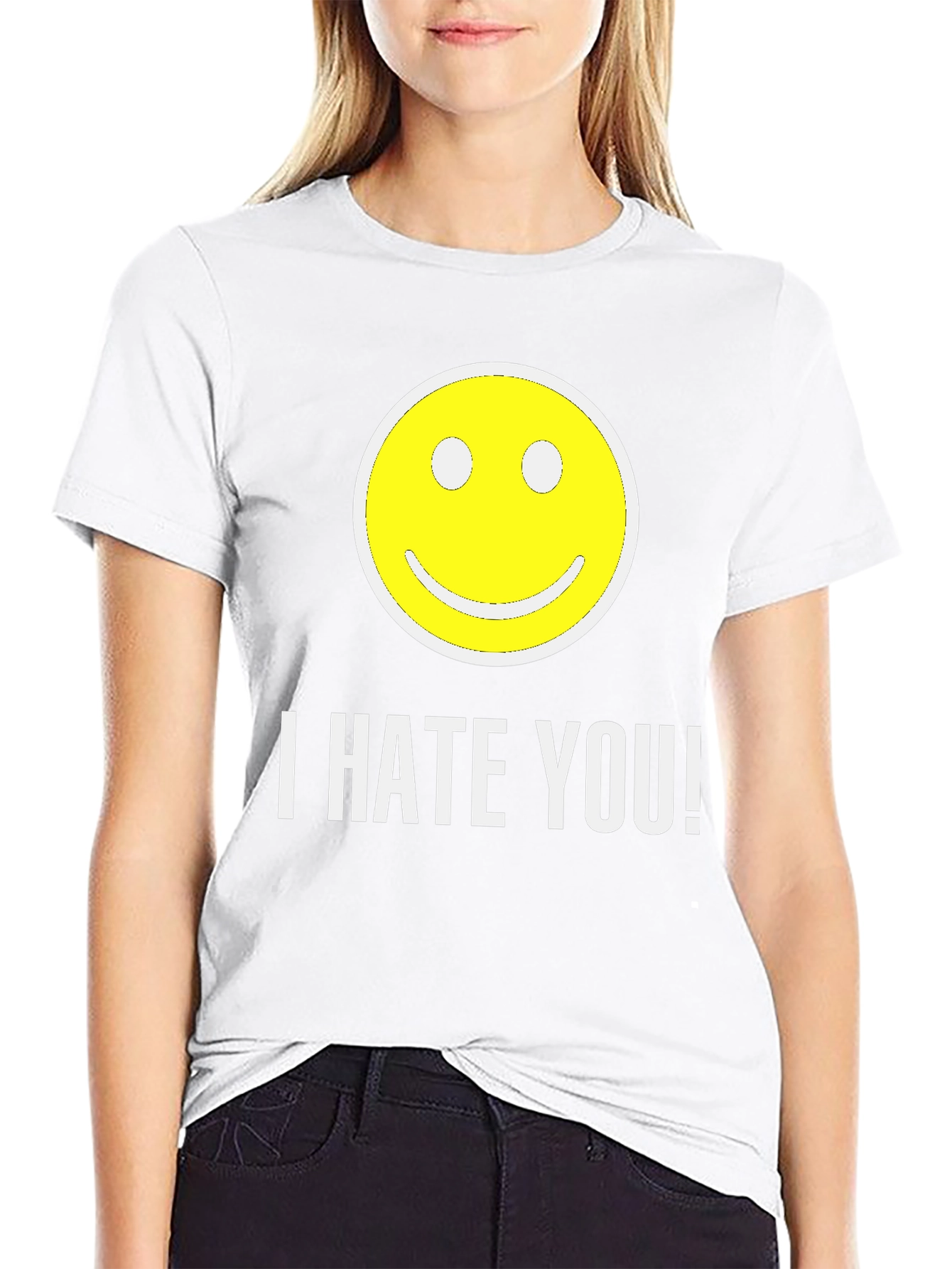 I HATE YOU! Smiley Face Graphic T-Shirt