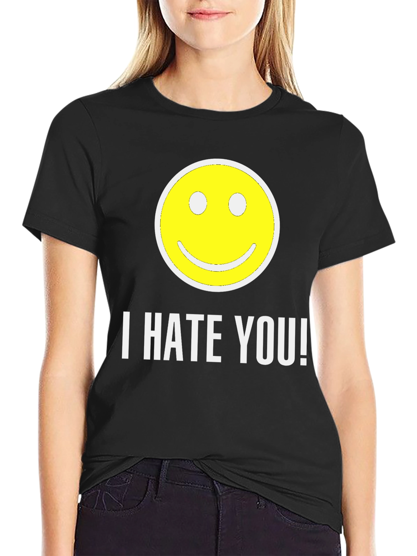 I HATE YOU! Smiley Face Graphic T-Shirt