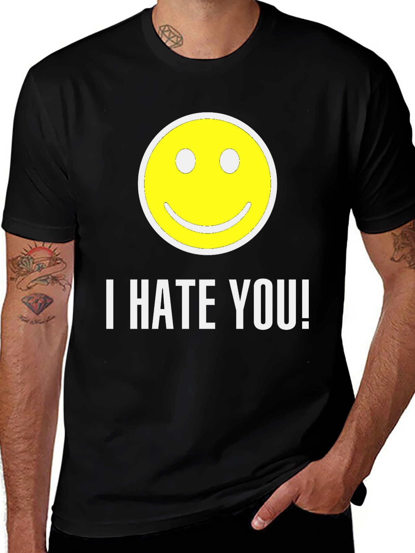 I HATE YOU! Smiley Face Graphic T-Shirt