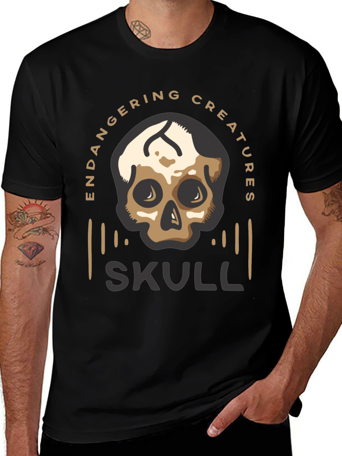 Endangered Creatures Skull Graphic Tee - Black