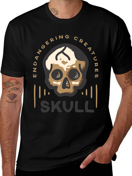 Endangered Creatures Skull Graphic Tee - Black