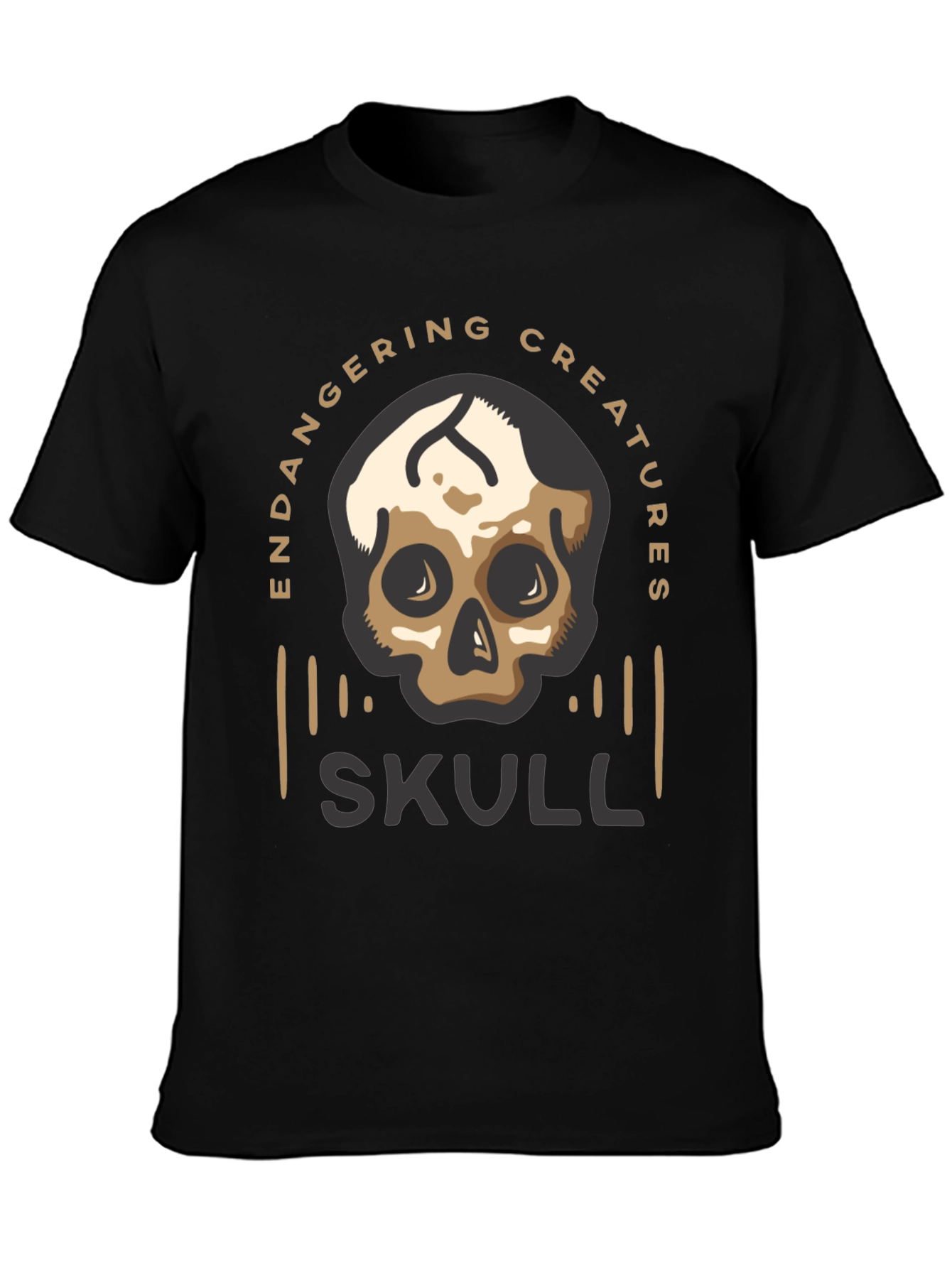 Endangered Creatures Skull Graphic Tee - Black