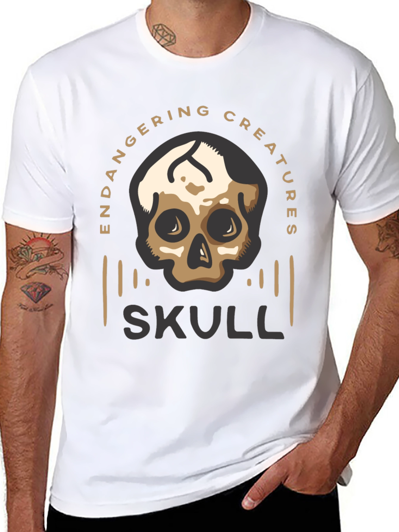 Endangered Creatures Skull Graphic Tee - Black