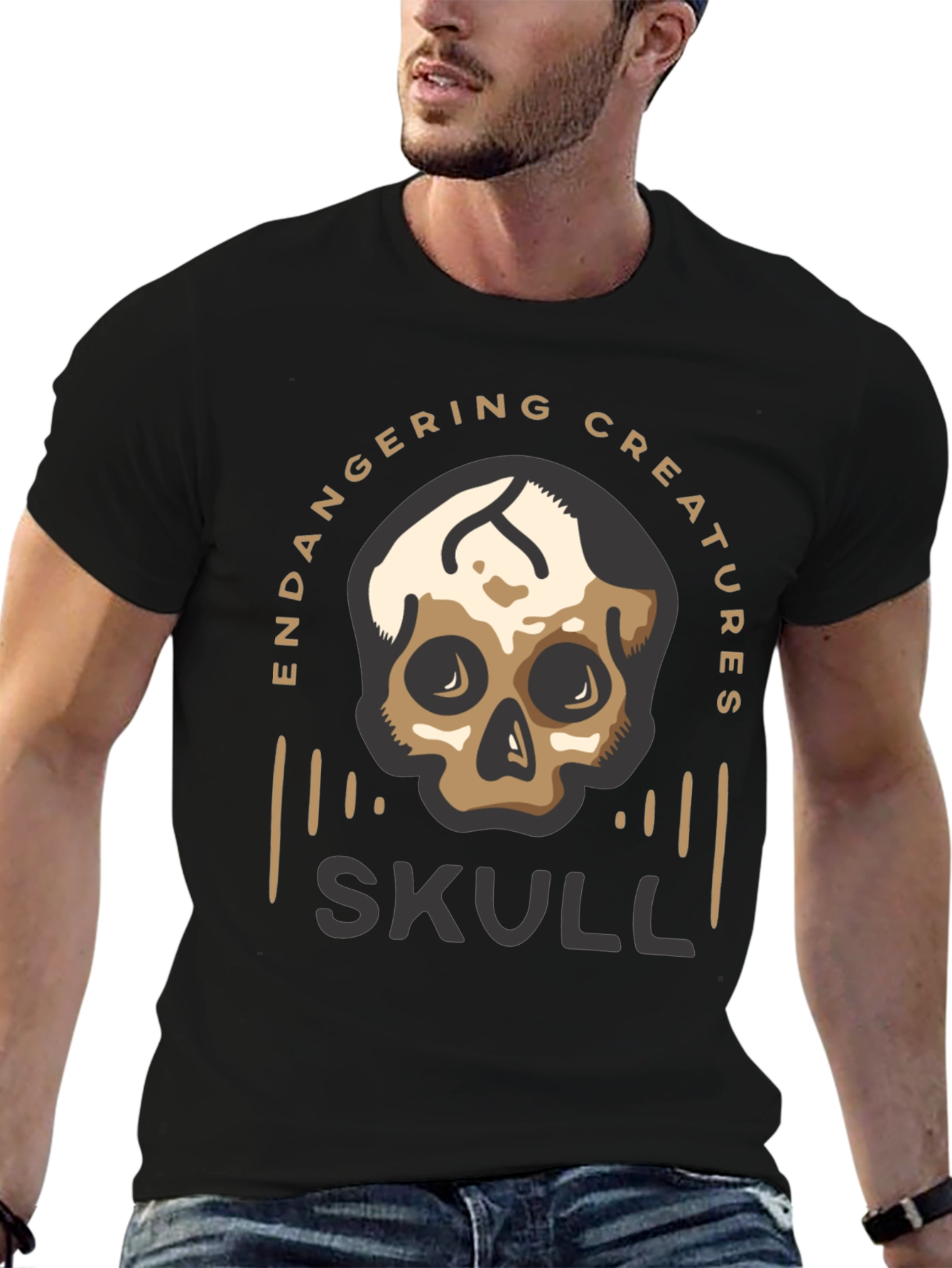 Endangered Creatures Skull Graphic Tee - Black