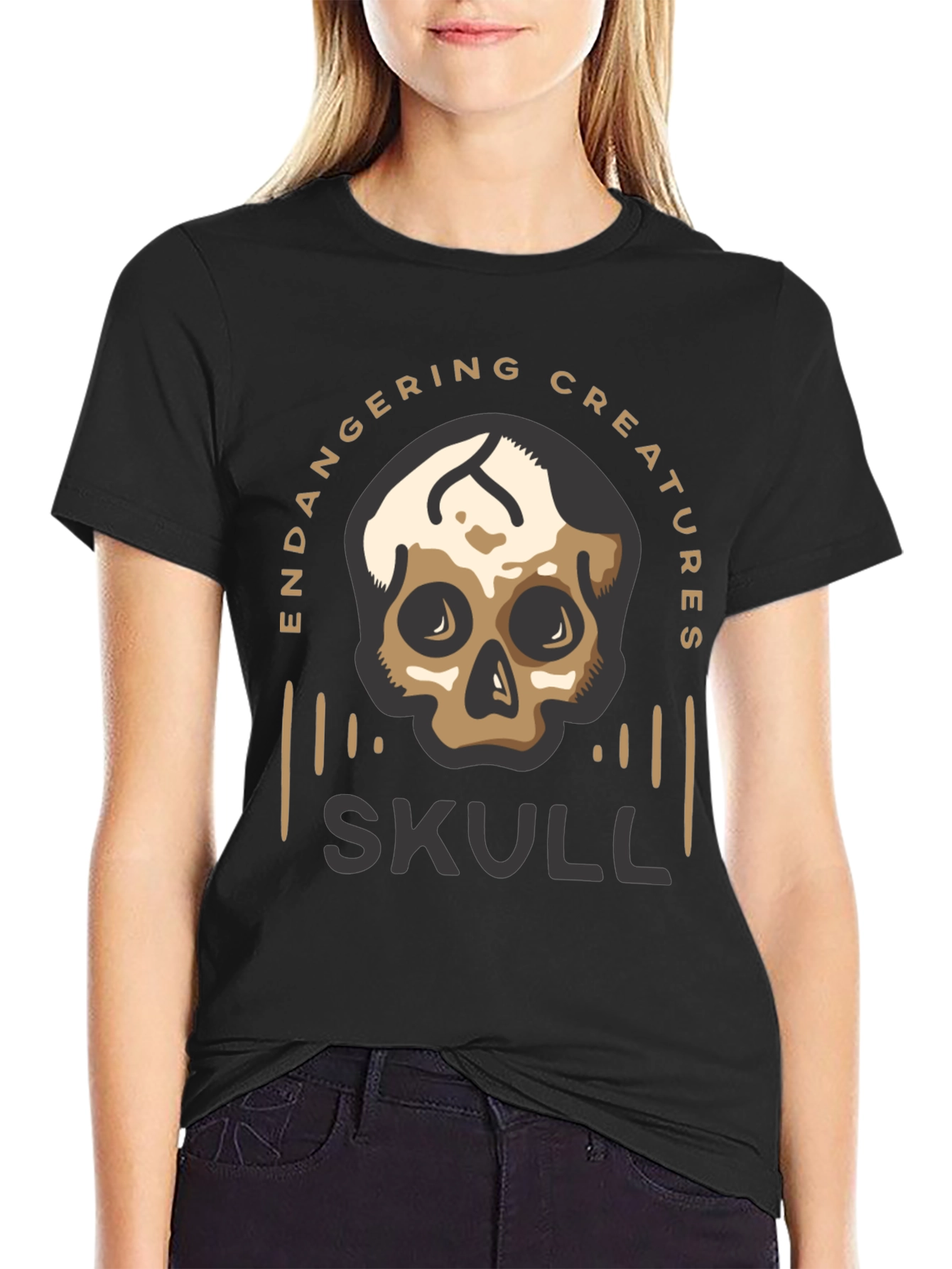 Endangered Creatures Skull Graphic Tee - Black