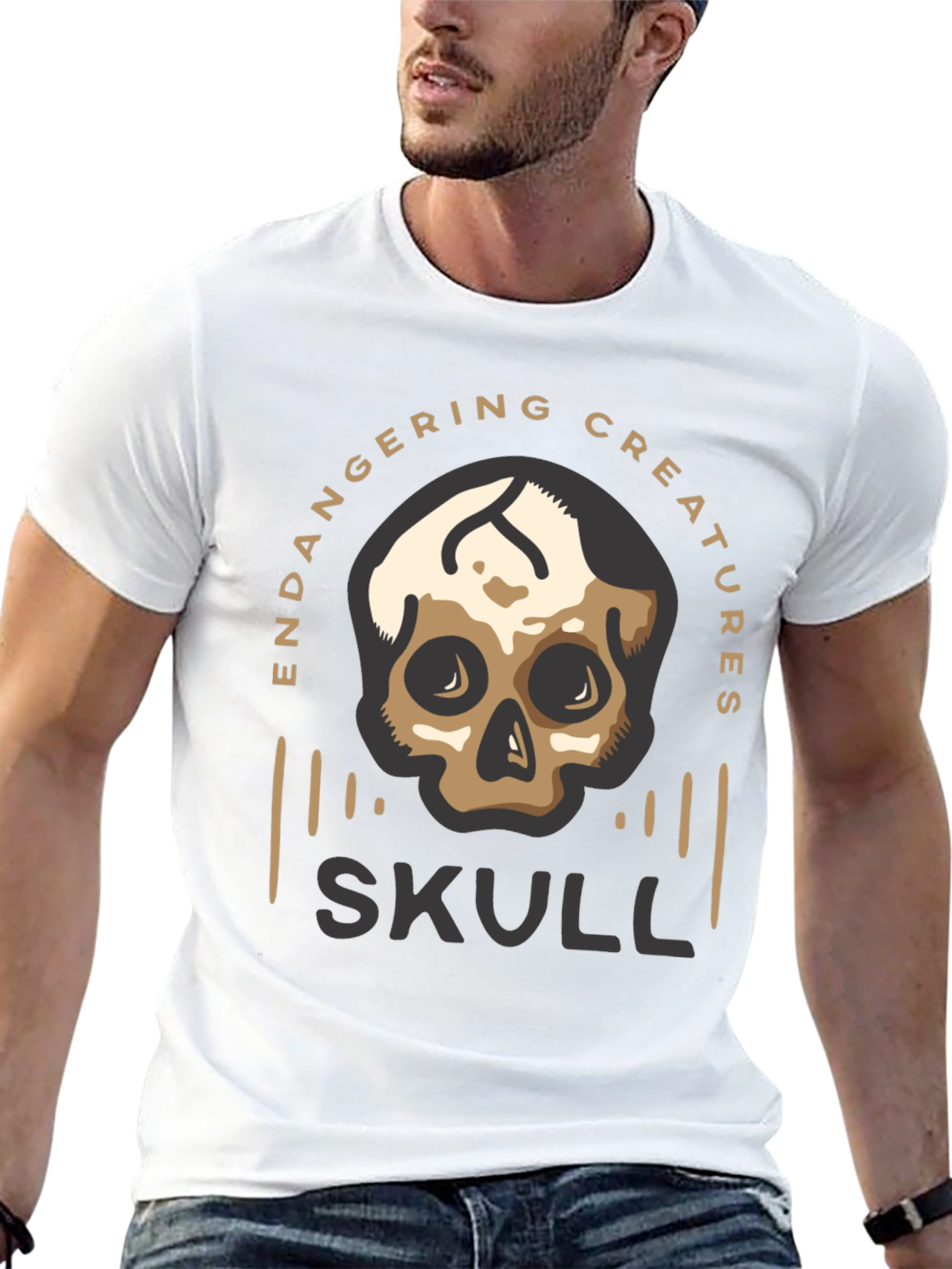 Endangered Creatures Skull Graphic Tee - Black
