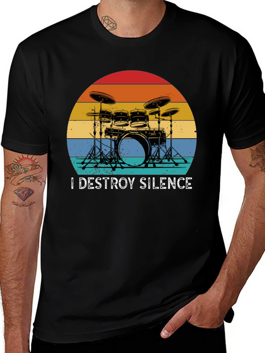 I Destroy Silence Drummer Graphic Tee - Black