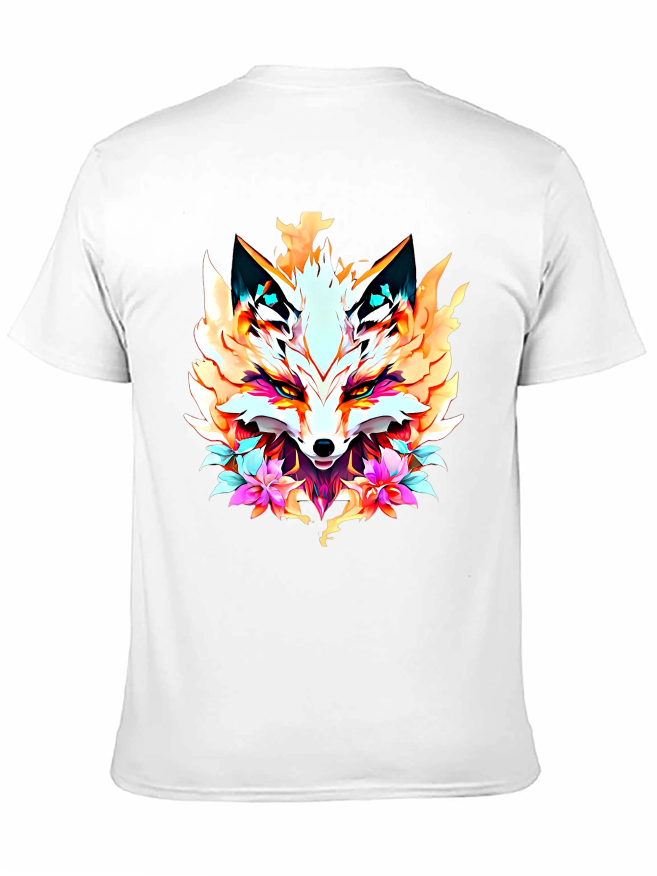 Floral Fox Graphic Tee - Artistic Animal Print