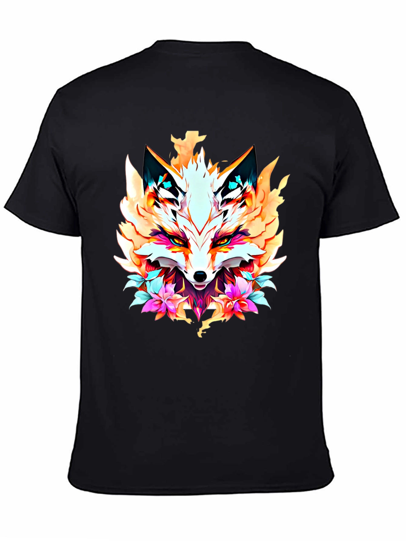 Floral Fox Graphic Tee - Artistic Animal Print