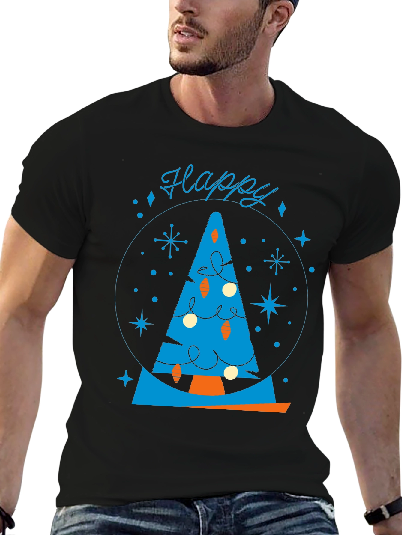 Festive Retro Christmas Tree Graphic Tee