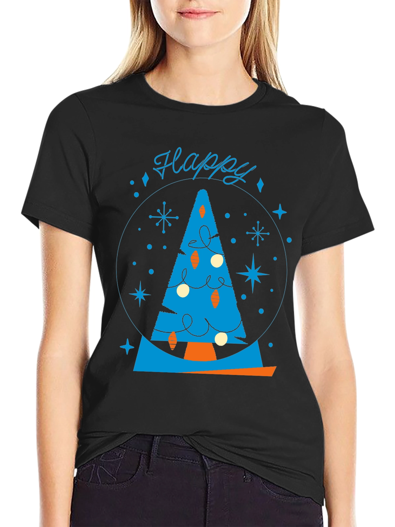 Festive Retro Christmas Tree Graphic Tee