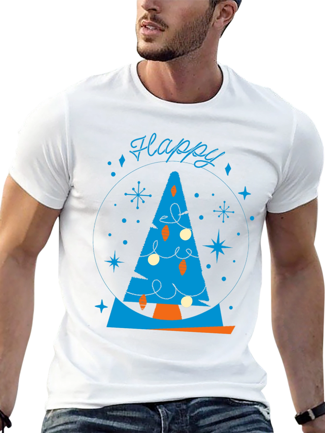Festive Retro Christmas Tree Graphic Tee