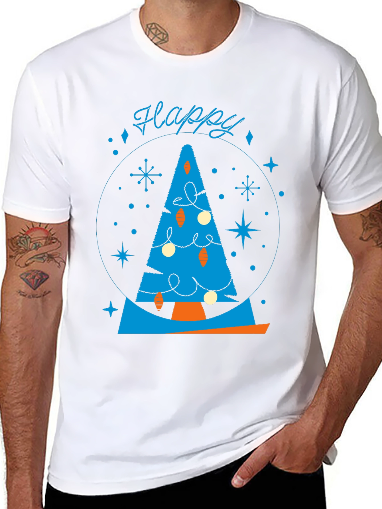 Festive Retro Christmas Tree Graphic Tee