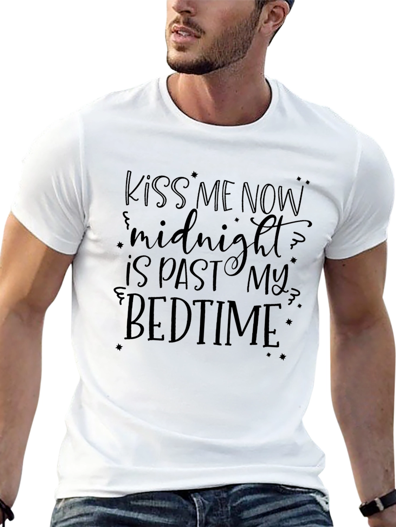 Kiss Me Now Midnight Bedtime Graphic T-Shirt