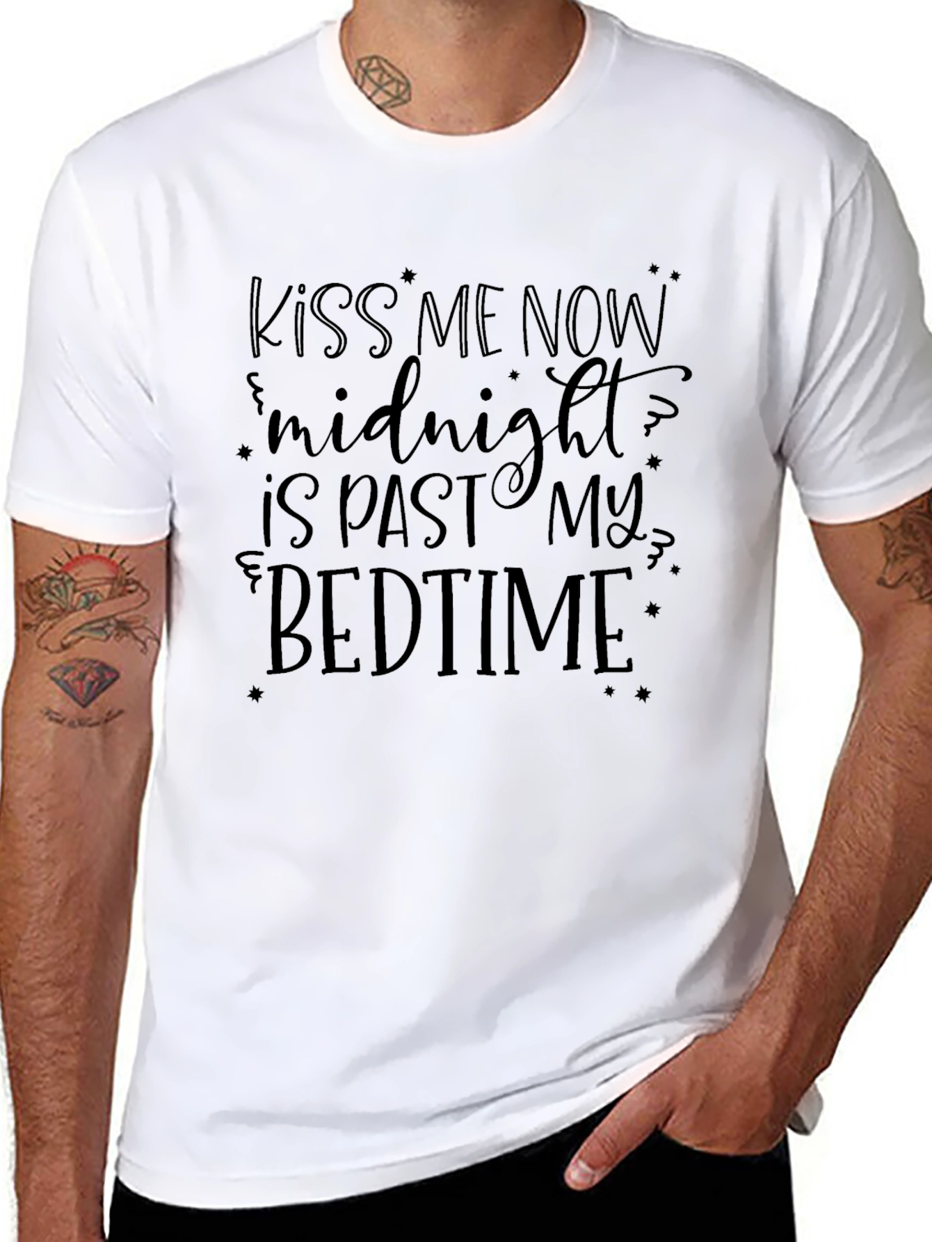 Kiss Me Now Midnight Bedtime Graphic T-Shirt