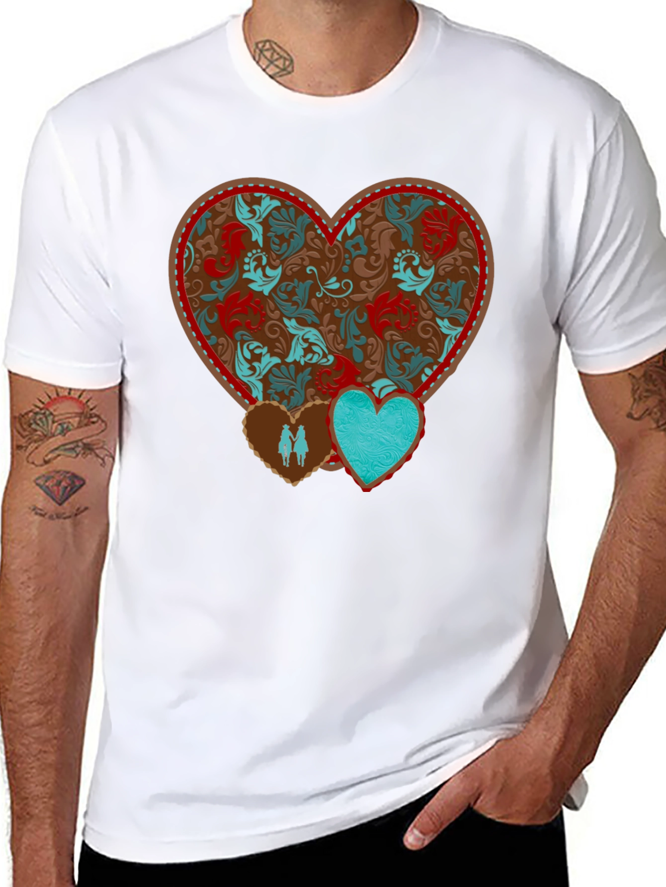 Heart Patterned Graphic Tee
