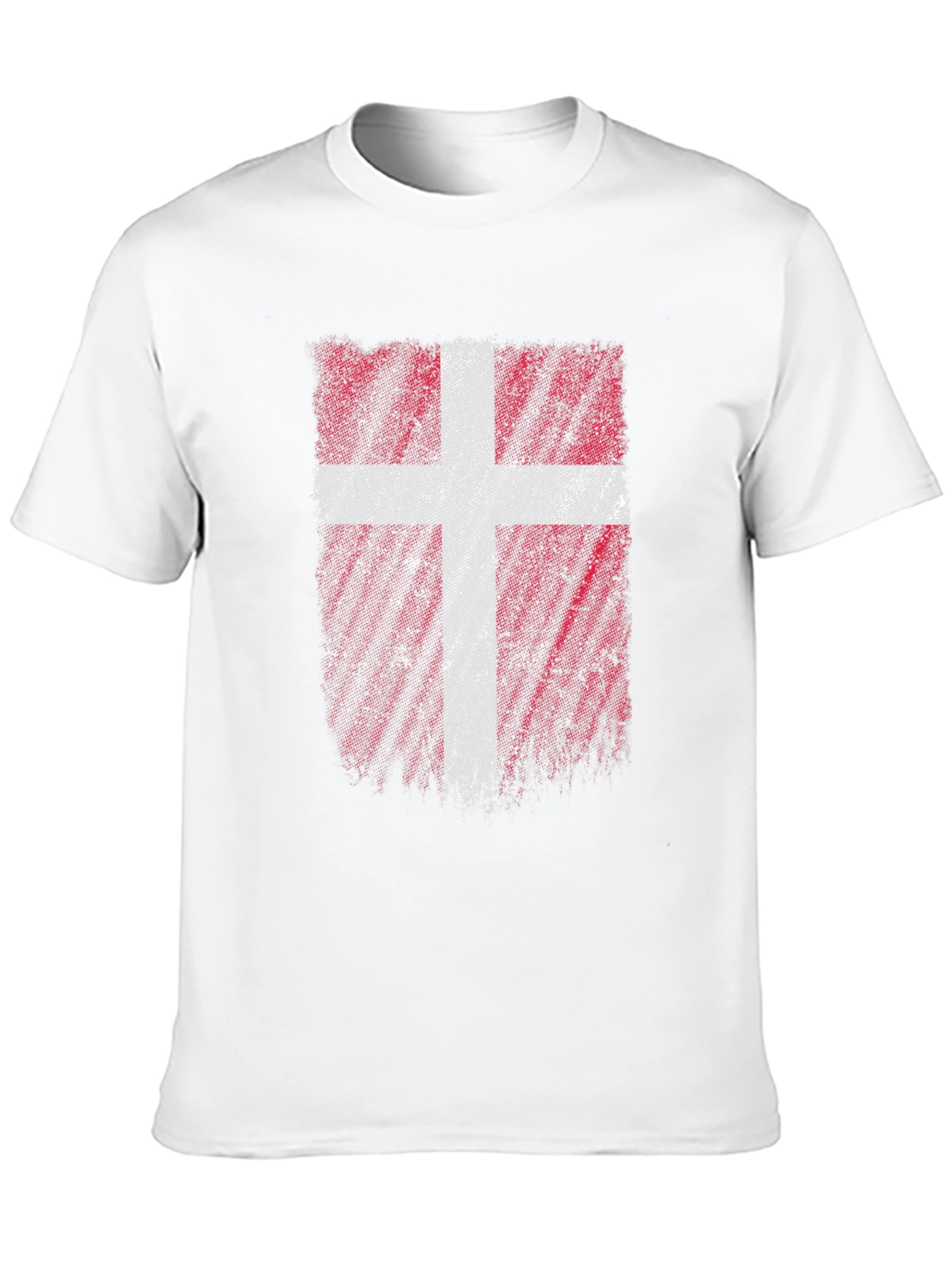 Denmark Flag Distressed Mens Black T-Shirt