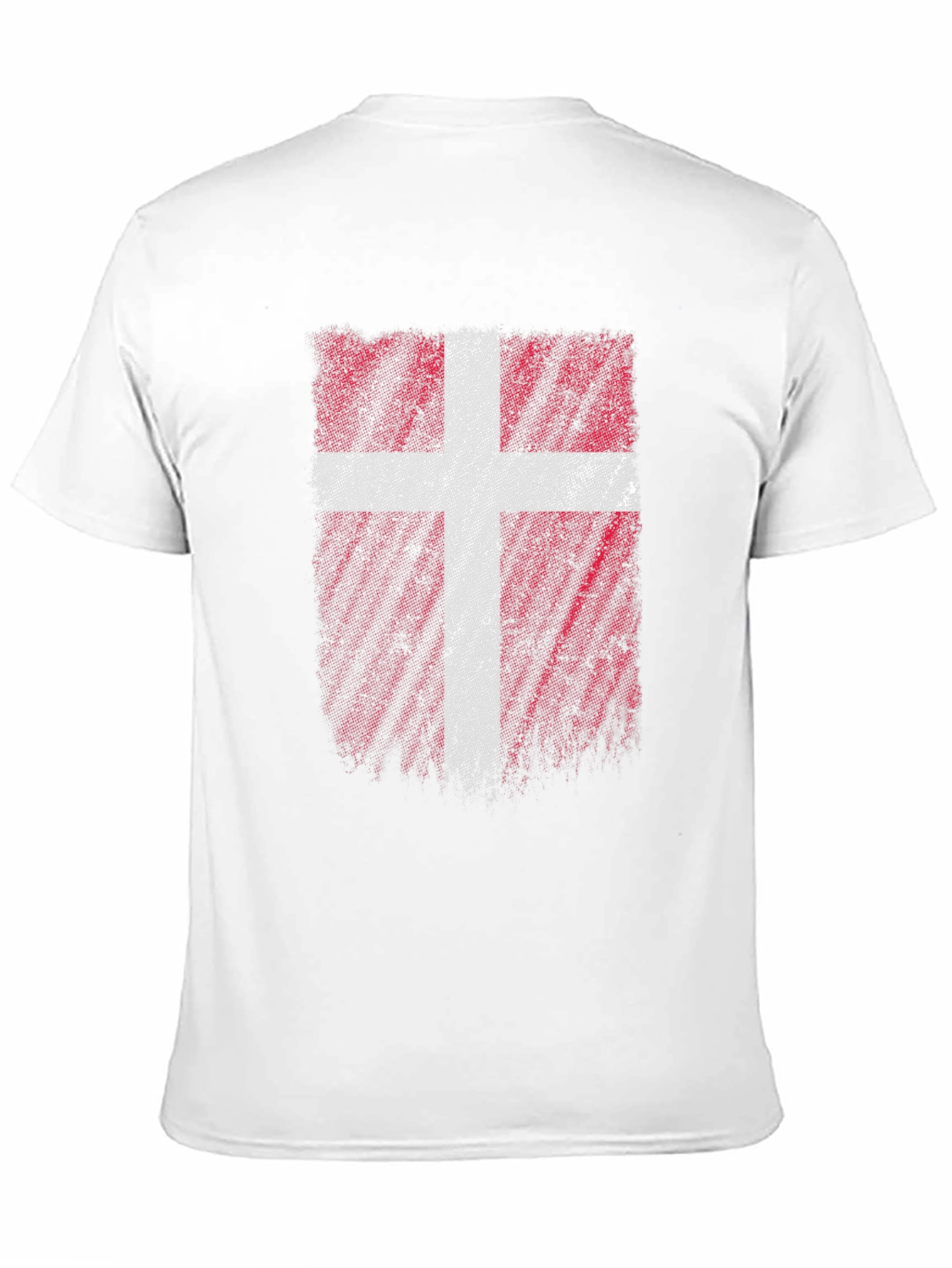 Denmark Flag Distressed Mens Black T-Shirt