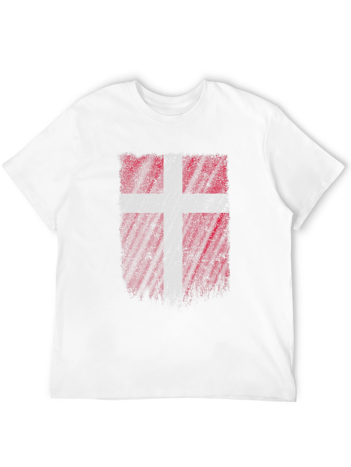 Denmark Flag Distressed Mens Black T-Shirt