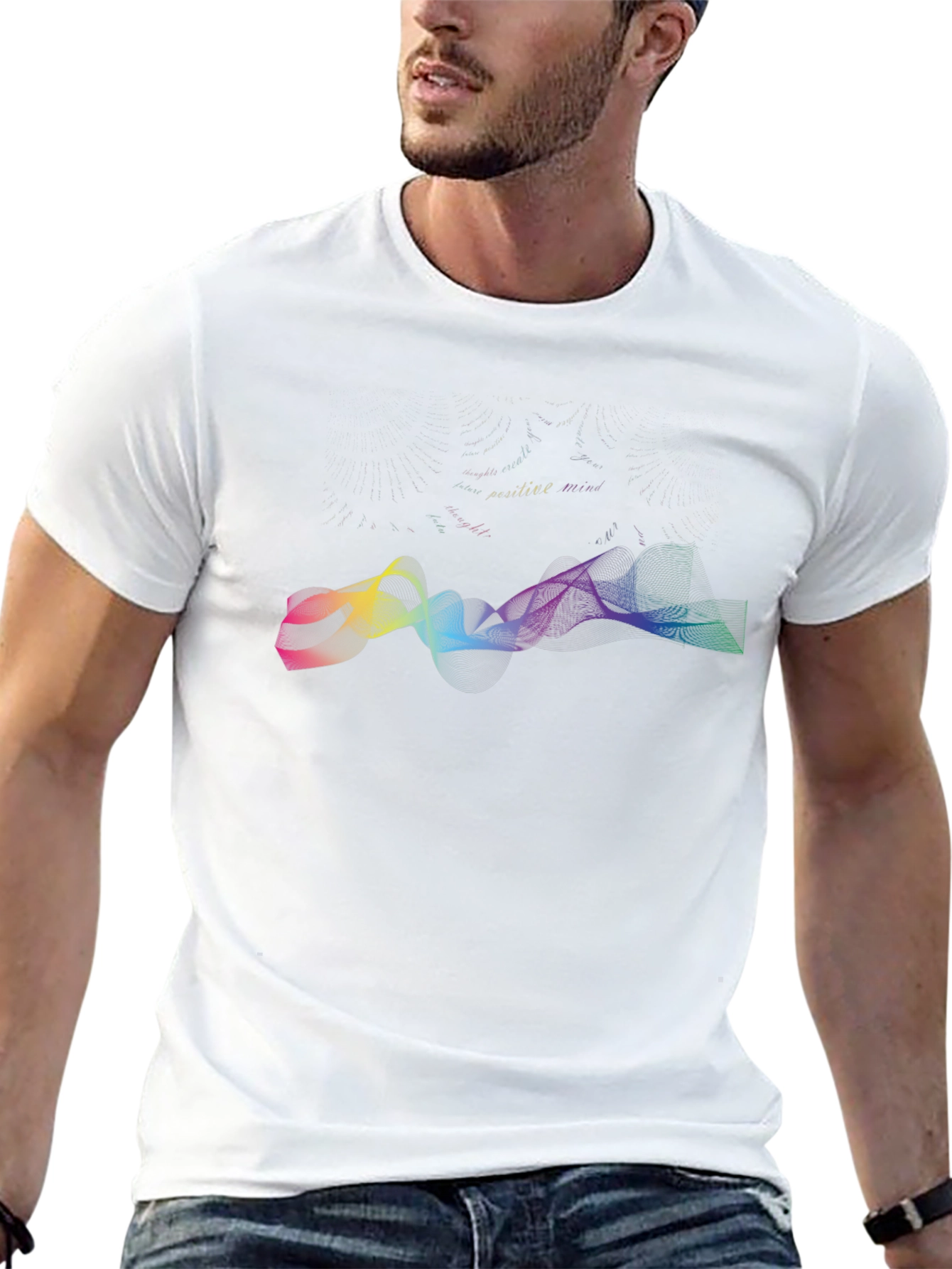 Vibrant Wave Graphic Black T-Shirt