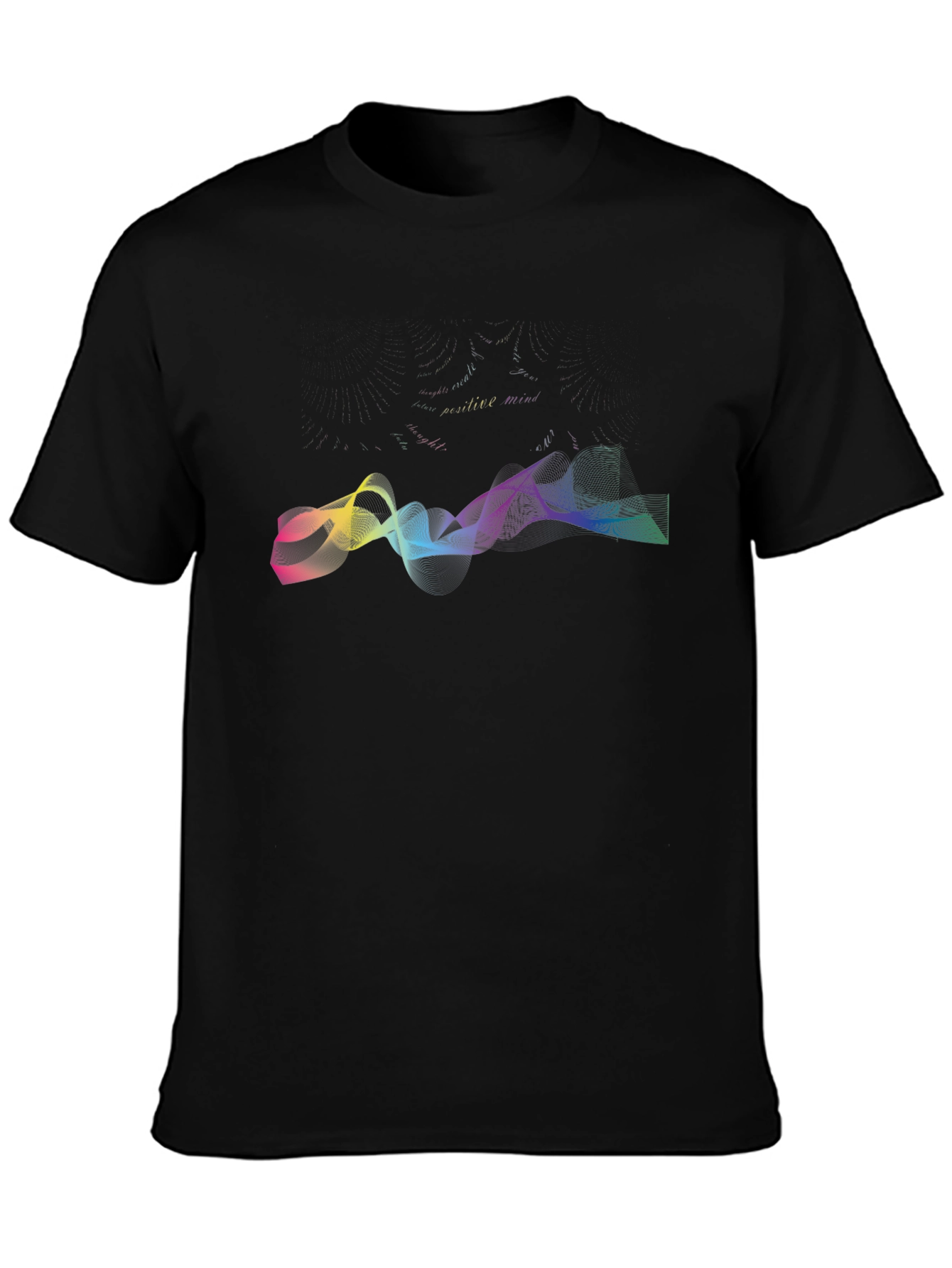 Vibrant Wave Graphic Black T-Shirt