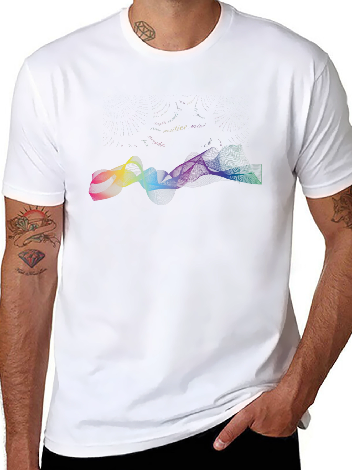 Vibrant Wave Graphic Black T-Shirt