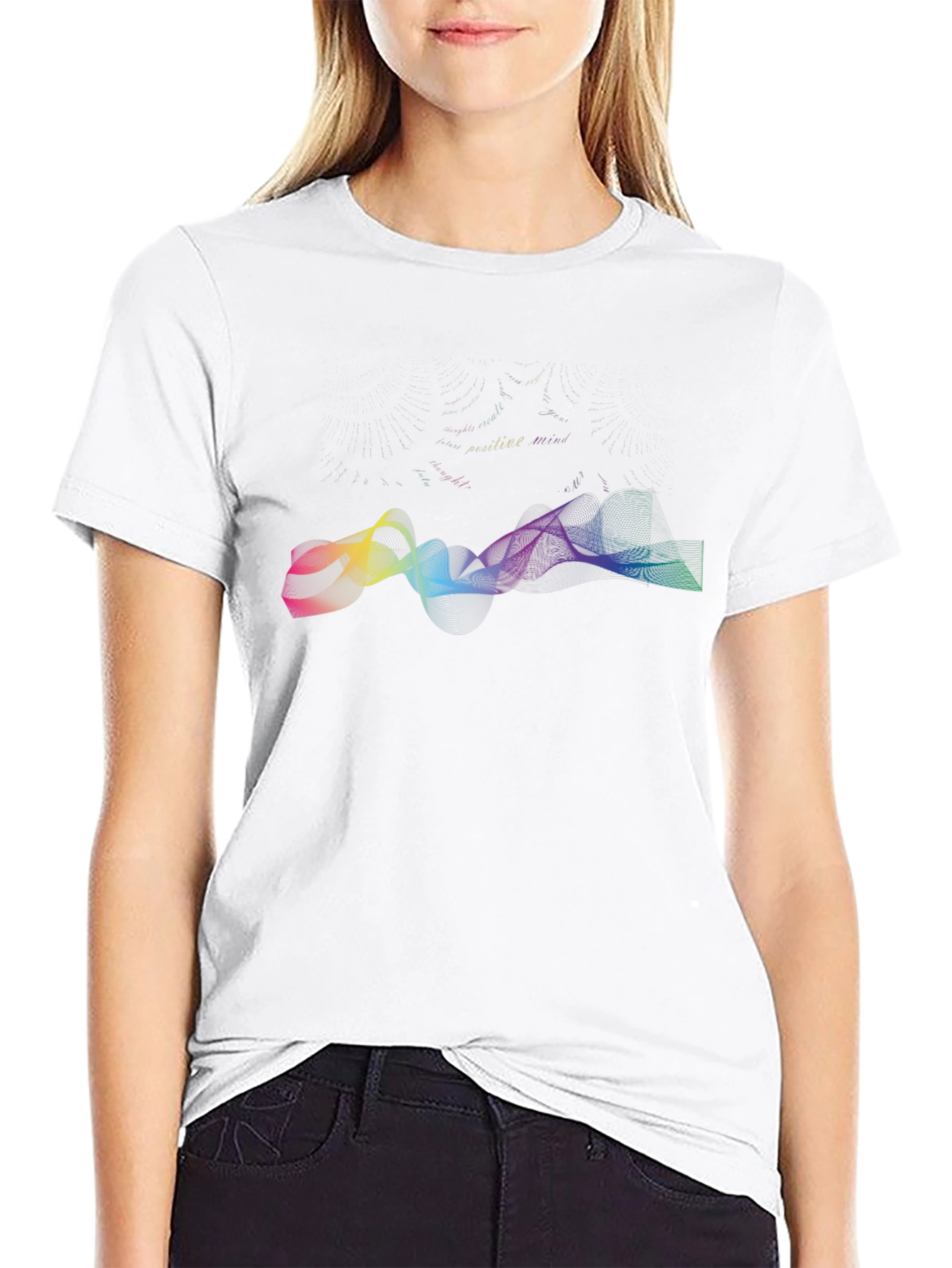 Vibrant Wave Graphic Black T-Shirt
