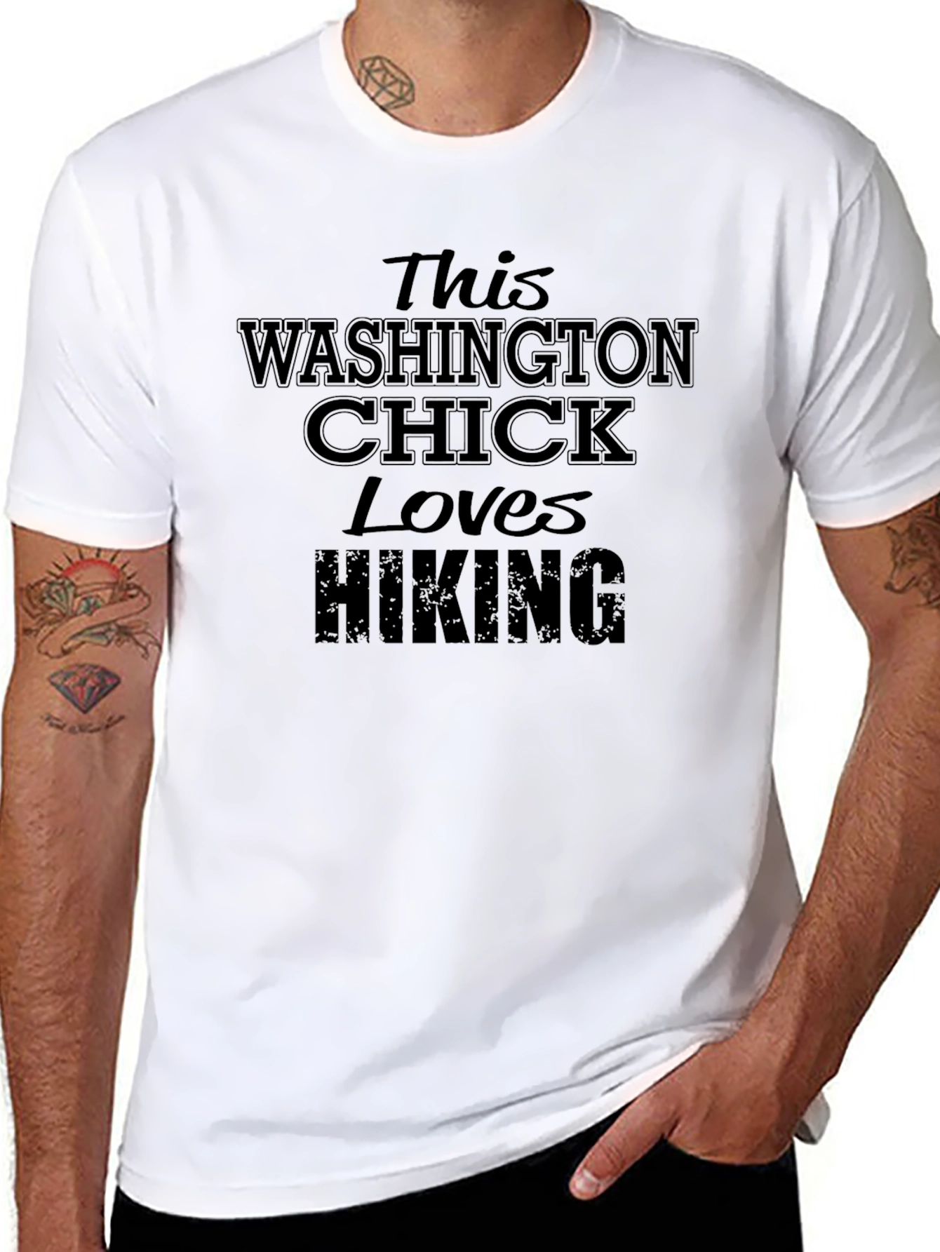 Washington Chick Loves Hiking Black T-Shirt