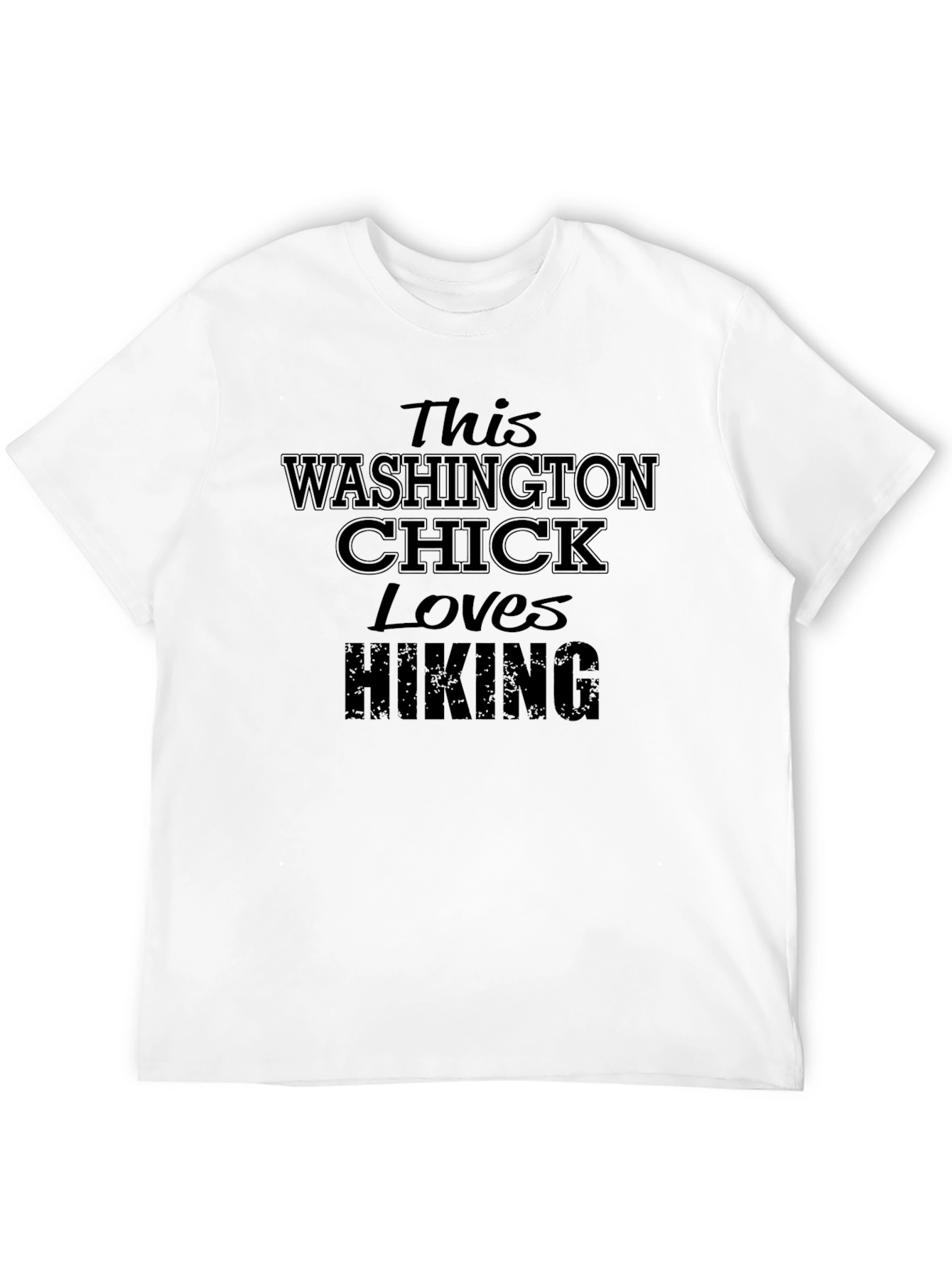 Washington Chick Loves Hiking Black T-Shirt
