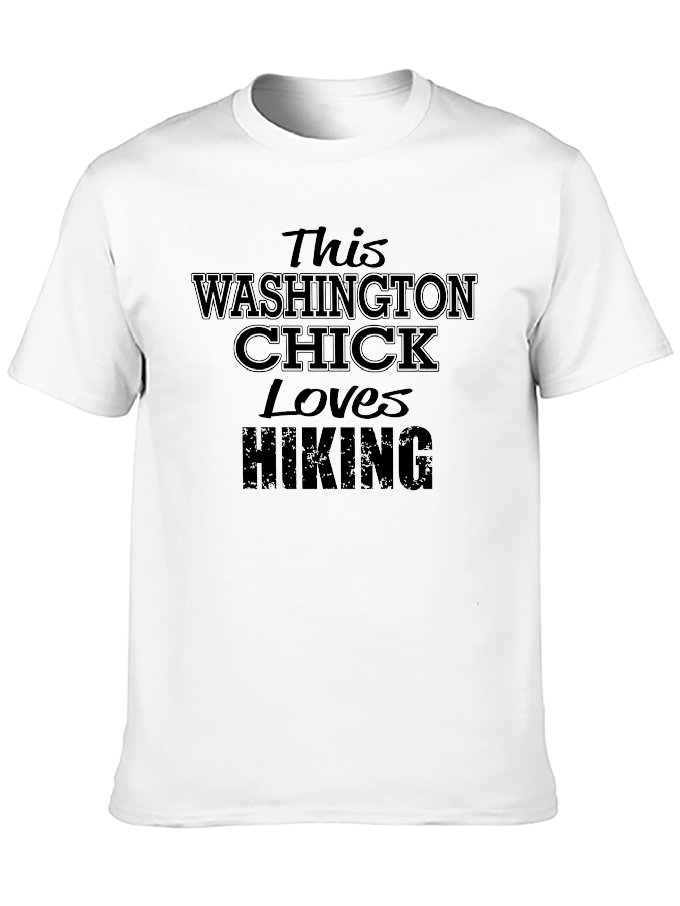 Washington Chick Loves Hiking Black T-Shirt