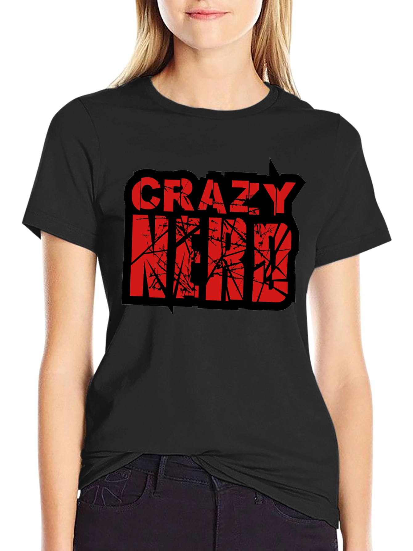Crazy Nerd Graphic T-Shirt - Black Cotton Tee