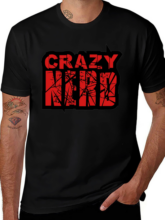 Crazy Nerd Graphic T-Shirt - Black Cotton Tee