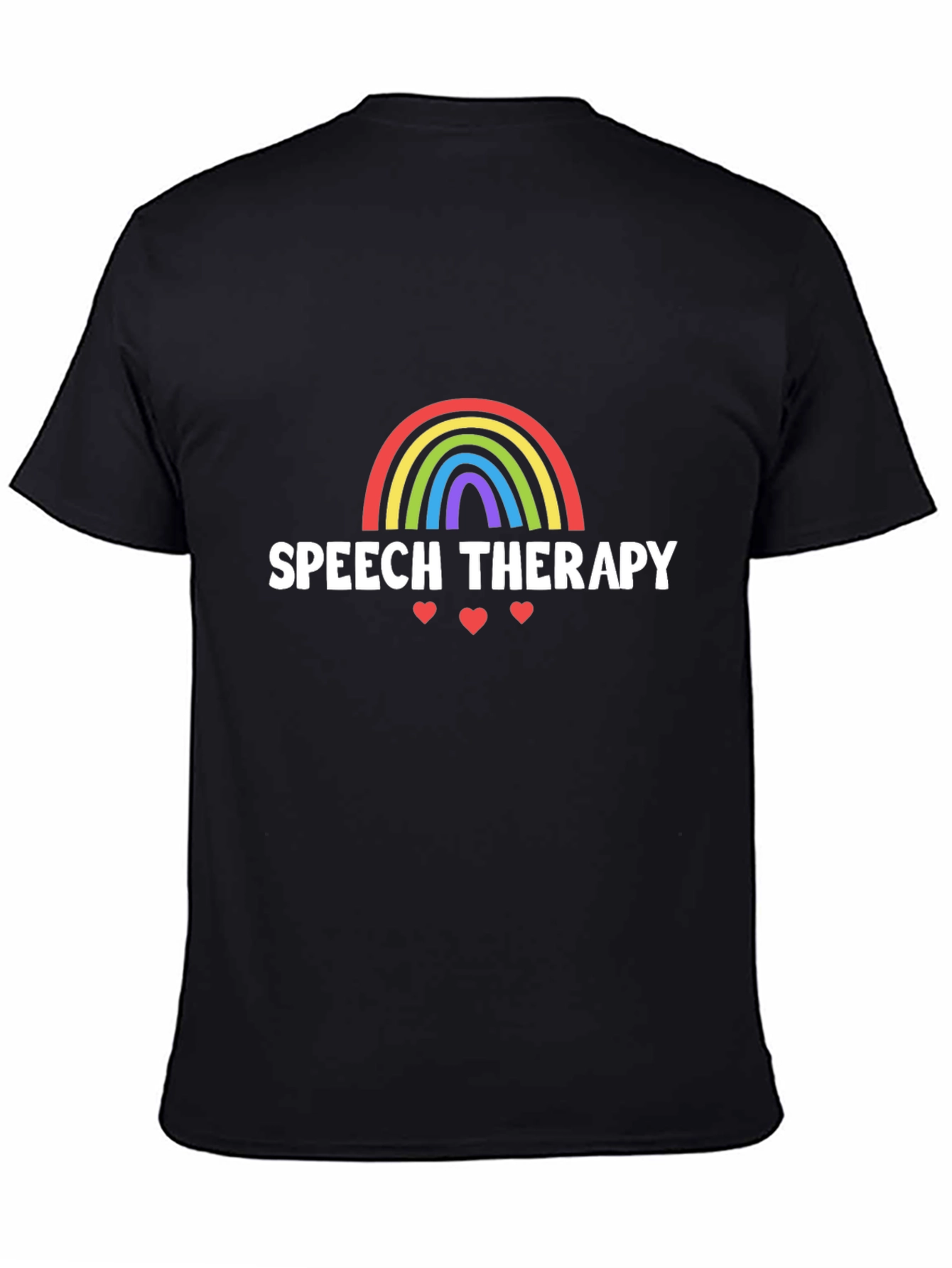 Speech Therapy Rainbow Heart Graphic Tee - Black