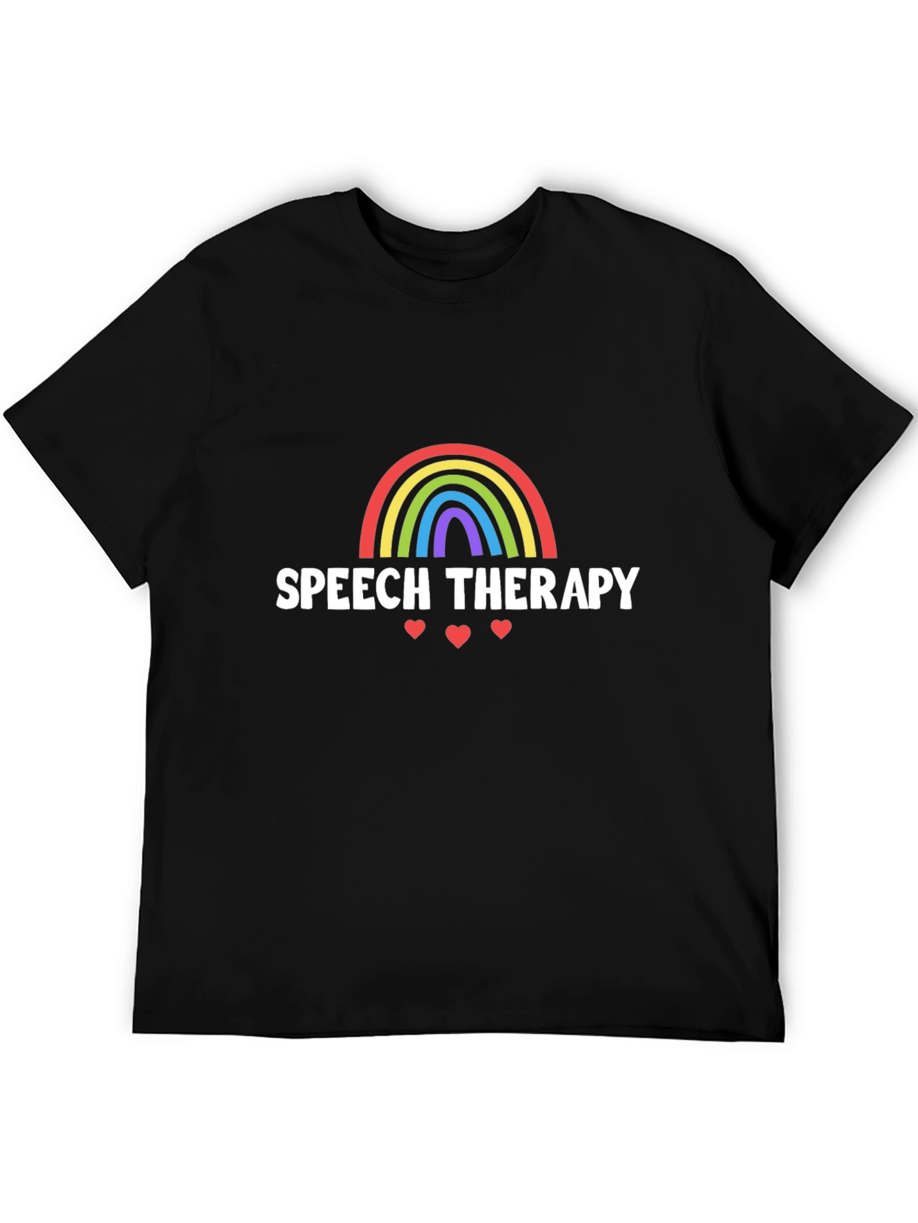 Speech Therapy Rainbow Heart Graphic Tee - Black