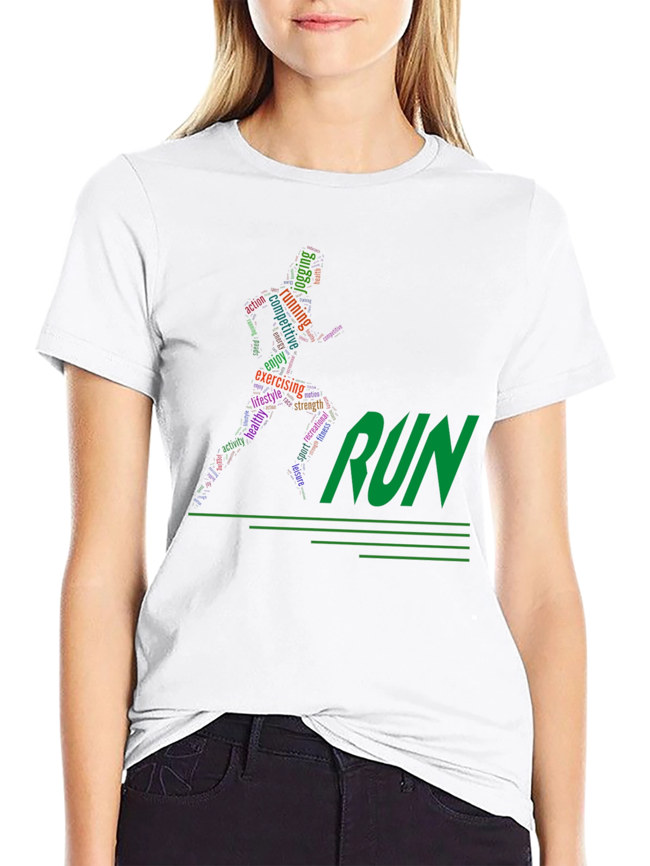 Run Word Art Graphic Tee