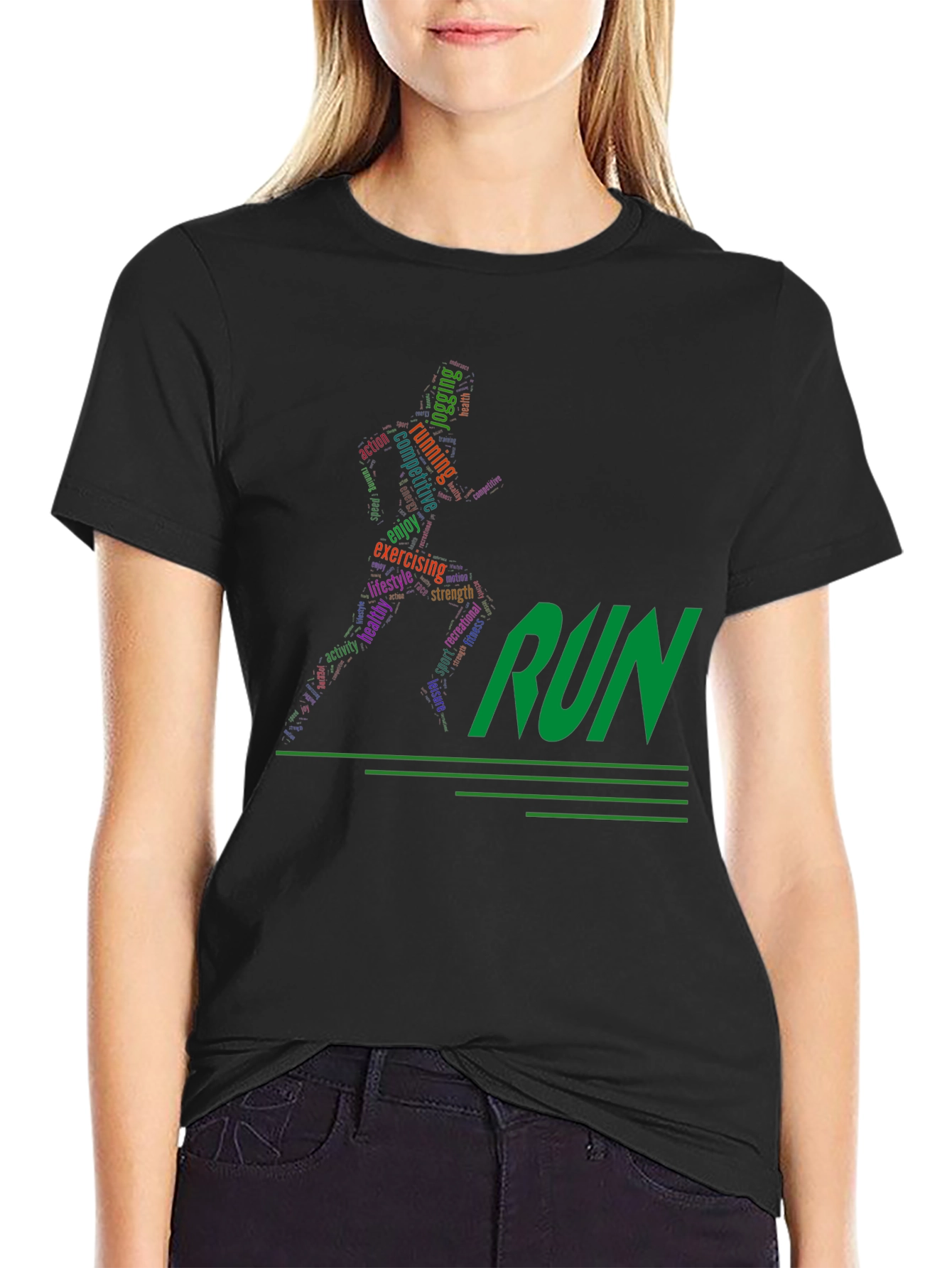 Run Word Art Graphic Tee