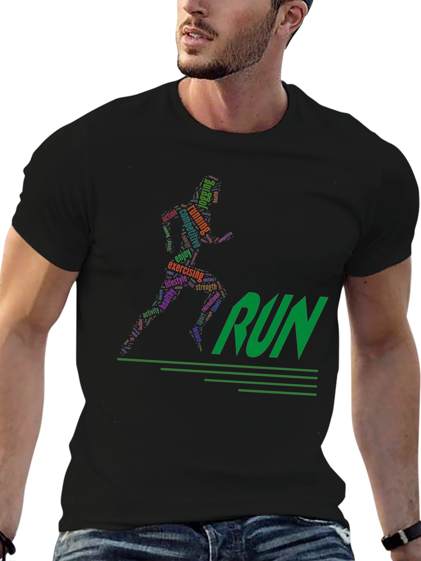 Run Word Art Graphic Tee