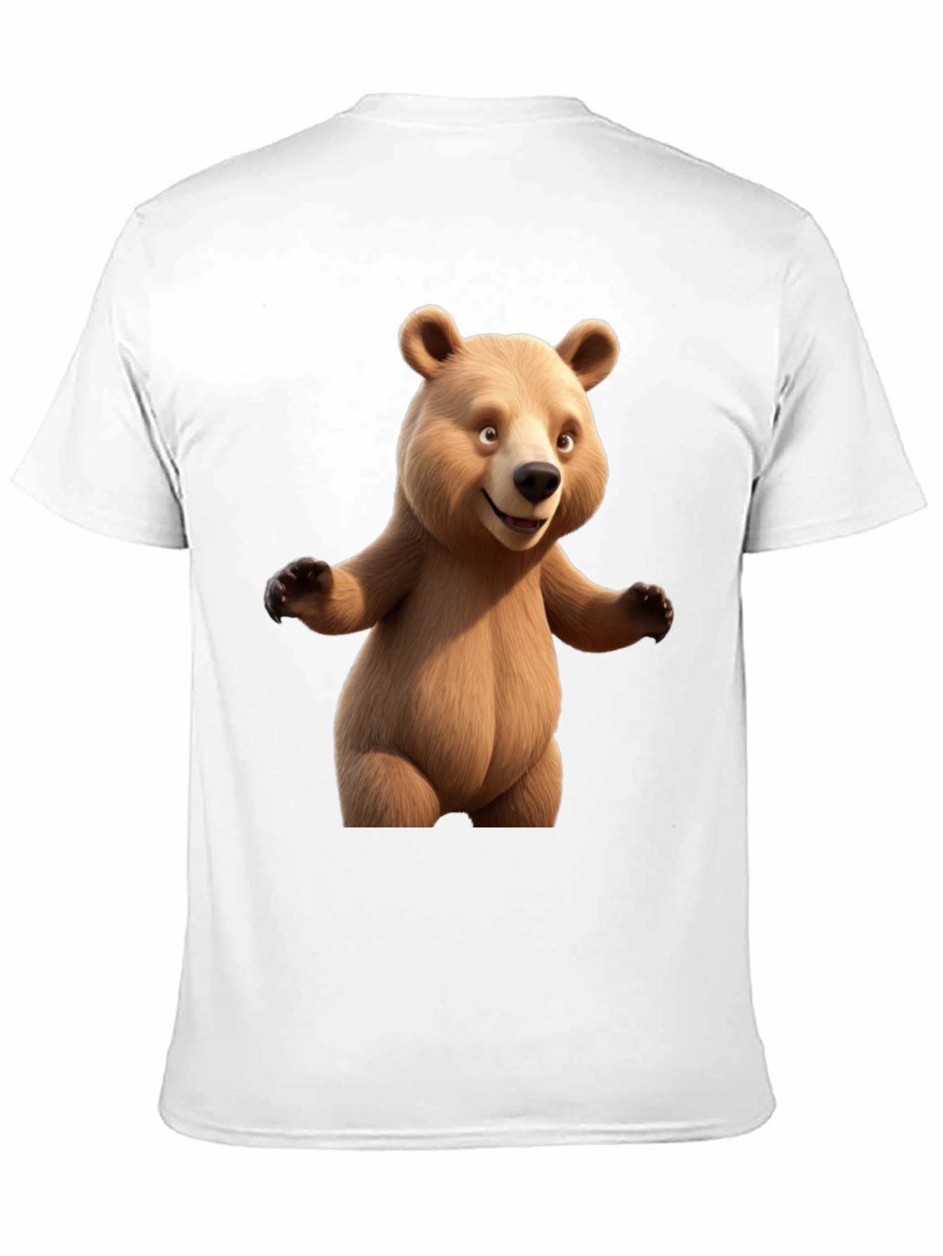 Cartoon Bear Graphic Tee - Black